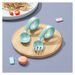 SYGA Infant Baby Fork And Spoon Set Anti-Choke Self Feeding Accessories Pack of 2 -  Blue image 2