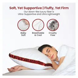 Sleepsia Microfiber Bed Pillow For Sleeping - Down Alternative Ultrasoft Cotton Pillow - (Red, Pack of 1) image 2