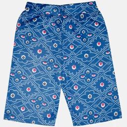 Kiddopanti Bandhej Design Printed Cycling Shorts - Royal Blue image 3