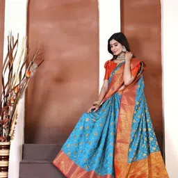 jayant creation Blue Art Silk Barasi Sarees-picture-35