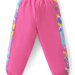 Babyhug Terry Knit Full Sleeves Hooded Sweatshirt & Joggers Set Abstract Print - Pink image 5