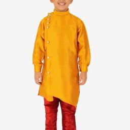 Pro-Ethic Style Developer Kids Yellow & Red Solid Full Sleeves Kurta with Pyjamas-picture-33