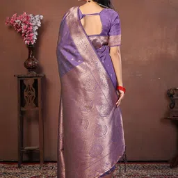 Flossy Woven Design Zari Art Silk Heavy Work Banarasi Saree image 3