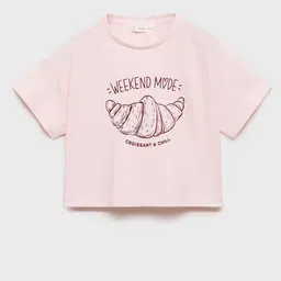 Mango Kids Girls Typography Printed Pure Cotton T-shirt-picture-24