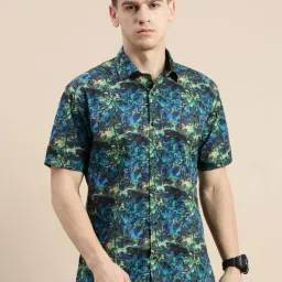 showoffff SHOWOFF Green Satin Slim Fit Printed Shirt-picture-18