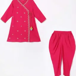 Melange by Lifestyle Kids Pink Embroidered Kurta Set-picture-25