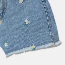 R&B Kids Blue Embroidery Regular Fit Denim Shorts image 4