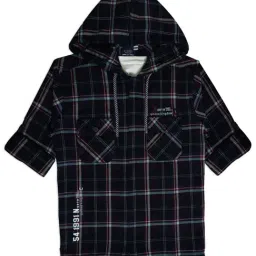 Cavio Kids Black & White Cotton Chequered Full Sleeves Shirt Set-picture-36