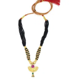 soni designs Maharashtrian Tanmaniya Wedding marathi Mani Mala Thushi Mangalsutra for Women image 2