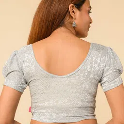 Bindigasm's Advi Embellished Round Neck Stretchable Slip-On Saree Blouse image 2