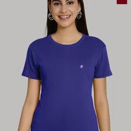 Friskers Women Blue & Maroon 2 Slim Fit T-shirt image 1