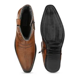 Delize Men Tan High-Top Flat Boots image 5