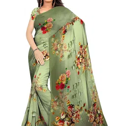 SHIVAM FABRICS Floral Poly Georgette Saree-picture-23