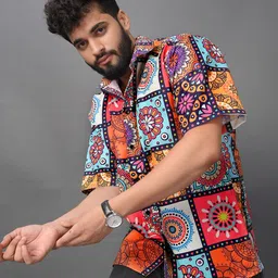 BROWN BROTHERS Unisex Relaxed Opaque Printed Casual Shirt-picture-37