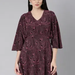 SHOWOFF Pink Knitted Regular Fit A Line Dress-image-29