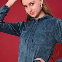 V-Mart Women Printed Hooded Sweatshirt image 4