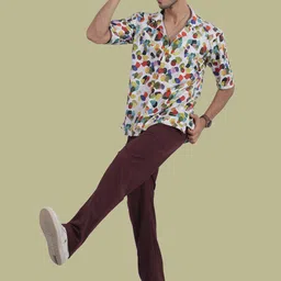 STITCH MONKEY Men Comfort Cuban Collar Conversational Printed Casual Shirt image 1