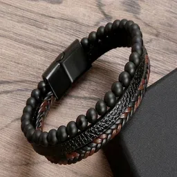 UNIVERSITY TRENDZ Men Leather Antique Wraparound Bracelet-picture-38