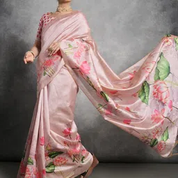 Jinal & Jinal Floral Silk Cotton Tussar Saree image 3