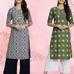 Ethnic basket Women Pack Of 2 Multicoloured Crepe Kurtas-picture-29