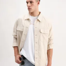 RARE RABBIT Men Spread Collar Solid Casual Cotton Tailored Jacket-image-5