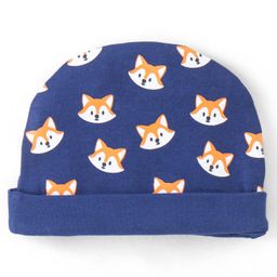 Babyhug 100% Cotton Knit Fox Printed Cap Navy Blue - Diameter 11 cm-picture-30