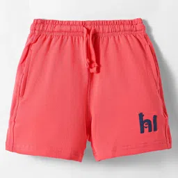 Doreme Terry Knit Knee Length Shorts With Hi Print - Coral-picture-20
