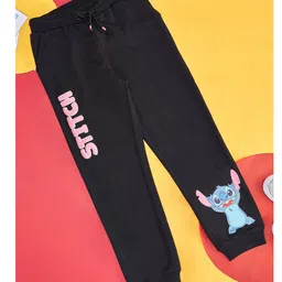 Pantaloons Junior Cotton Lilo & Stitch Featuring Character Printed Joggers Set - Black-image-62