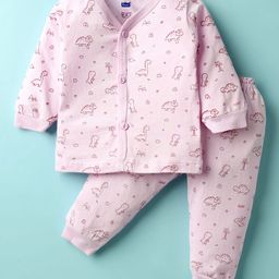 Simply Sinker Knit Full Sleeves Co-ords Night Suit with Dino Print -Lilac-picture-33