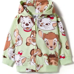 Babyoye Disney Terry Knit Full Sleeves Hooded SweatJacket with Disney Character Graphics - Light Green-picture-20