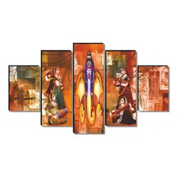 Aura Orange & Green 5 Pieces Wooden Ganesha Religious Wall Art image 4