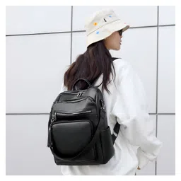 SYGA Women Soft Backpack Breathable Daily Bag with Neat Stitching & Interior Pockets(Black) image 2