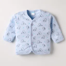 Tango Interlock Knit Full Sleeves Co-ords Night Suit With Animal Print - Light Blue image 2