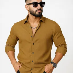 IKON FASHION Men Original Slim Fit Solid Spread Collar Casual Shirt image 1