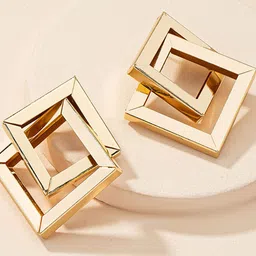 FIMBUL Gold-Plated Square Shaped Drop Earrings-image-21