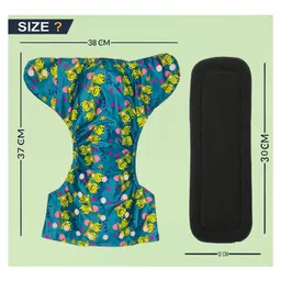Sparkle Joy Free Size Reusable Cloth Nappies With 2 Smart Dry Inserts - Green image 3