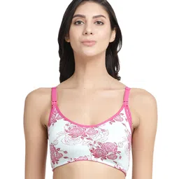 Inner Sense Organic Cotton Knit Pack of 3 Solid & Floral Printed Antimicrobial Bras With Nursing Access - Multi Colour image 4