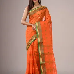 Arhi Floral Woven Design Pure Cotton Taant Saree-image-2