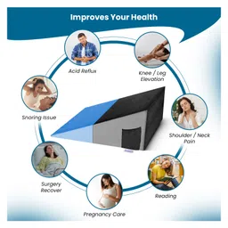 Sleepsia Premium Fabric Orthopedic Memory Foam Bed Wedge Incline Pillow provides support for neck and back pain (Black/Grey - Gel Infused) image 4