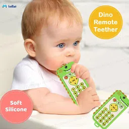 FunBlast Dino Remote Shaped Silicone Teether Toy for Babies Pack of 1 - Green image 4