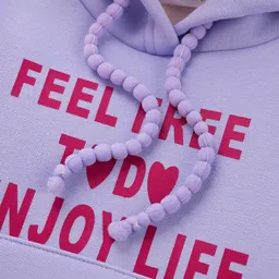 Mark & Mia Full Sleeves Hooded Winter Wear Sweatshirt & Lounge Pant Set with Text Print & Kangaroo Pocket - Purple image 4