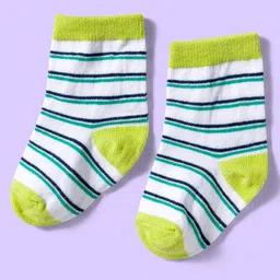 Cute Walk by Babyhug Ankle Length Antibacterial Socks With Stripes Pack Of 3 - Light Green & White image 4