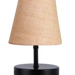 Devansh Beige Jute Round Wood Black Table Lamp image 5