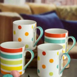 Goodhomes Multicolor Bone china 7.4 cm Mug - Set of 4-picture-23
