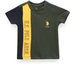 U.S. Polo Assn. Kids Green & Yellow Cotton Printed T-Shirt-image-64