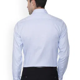 Louis Philippe Permapress Men Blue Regular Fit Self Design Formal Shirt image 3