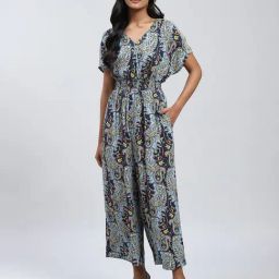Label Ritu Kumar Navy Printed Jumpsuit-picture-0
