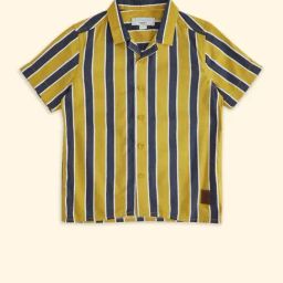 Pantaloons Junior Kids Yellow & Blue Cotton Striped Shirt-picture-25