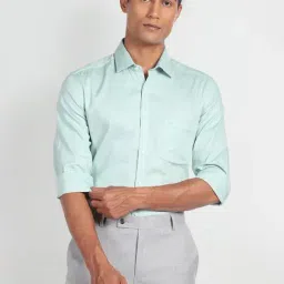 Arrow Green Cotton Slim Fit Self Pattern Shirt-picture-19