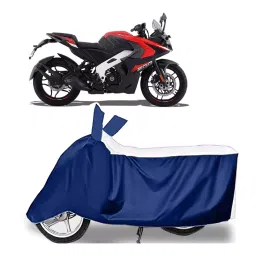 Auto Pearl Two Wheeler Cover for Bajaj Pulsar RS200 BS6 - White, Blue-picture-28